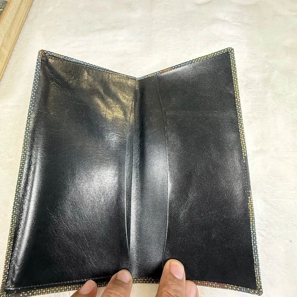 Vintage Japanese Hakata Ori Silk Woven Long Wallet Wooden Box Traditional Japan